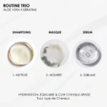 Trio Aloe Vera RoseBaie shampoing masque sérum pour cheveux texture