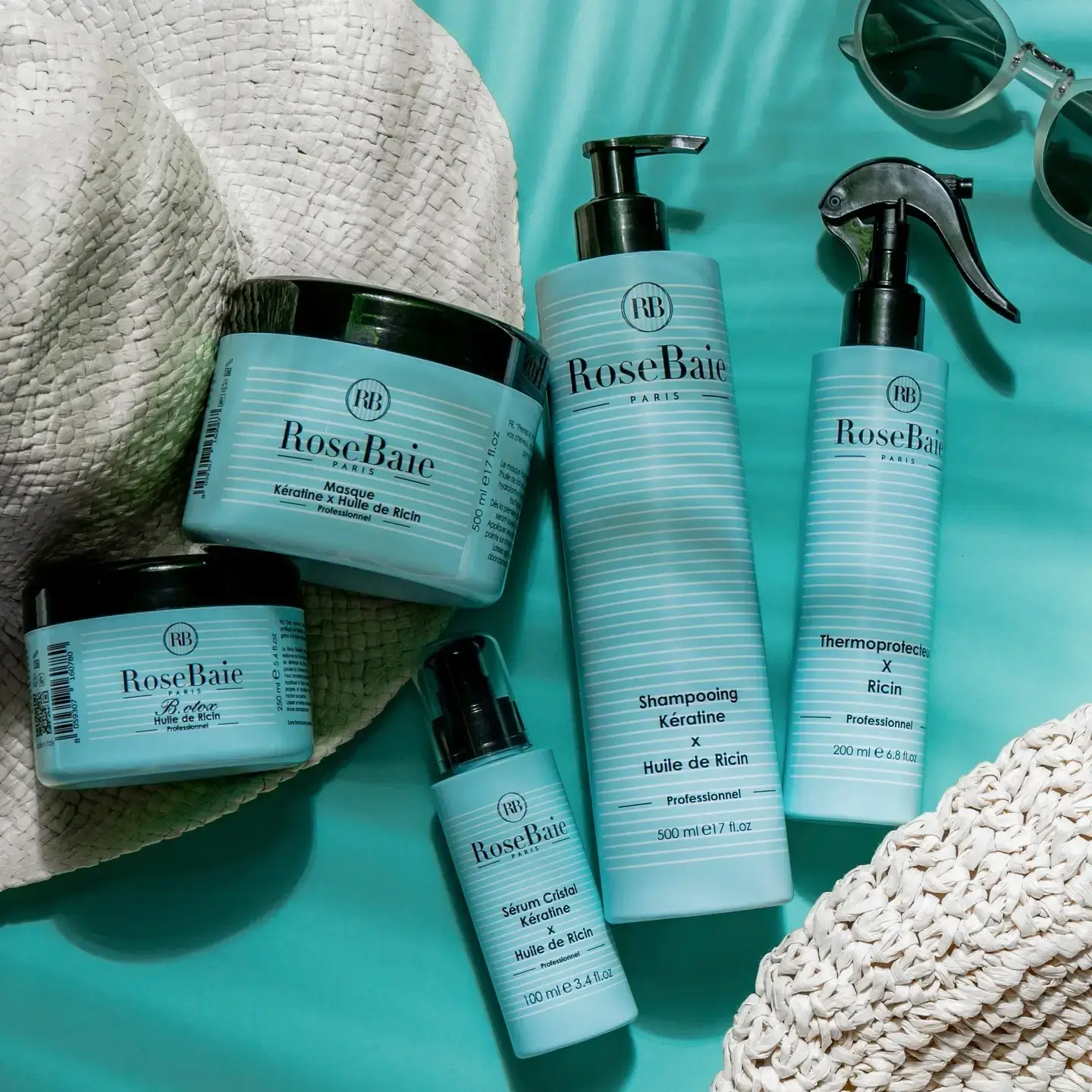 gamme ricin kératine cheveux secs et abîmés RoseBaie